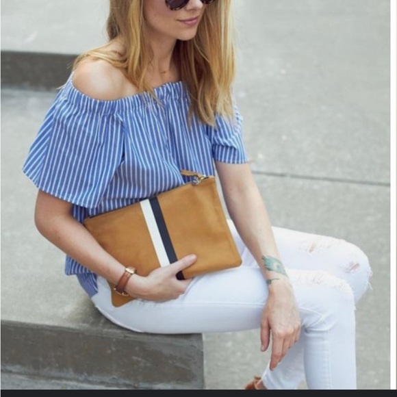Banana Republic Tops - Banana Republic Blue Striped Off the Shoulder Top